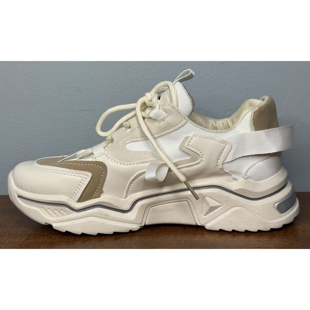 Women’s Neutral Chunky White/Beige/Brown Fashion Sneakers Size 39 Shoes